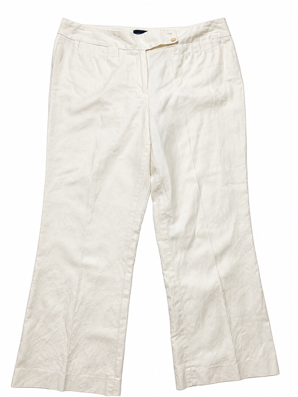 Focus 2000 Linen Cotton Wide Leg Pants Cream Coastal Grandma Size 14